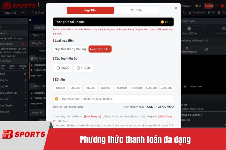 Phương thức thanh toán đa dạng